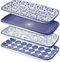 Selamica Ceramic Serving Platters 14 in Rectangular Set of 4 - Vibrant
