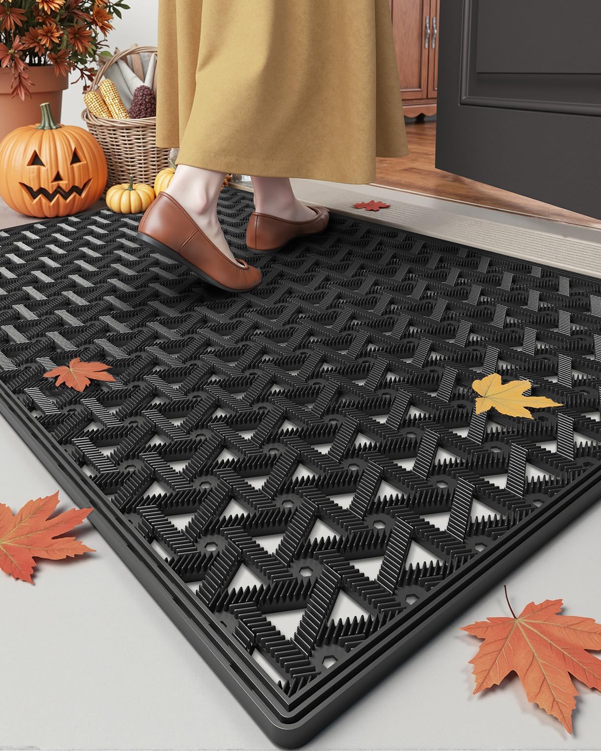 DEXI Front Door Mat Heavy Duty Non Slip Waterproof All Weather
