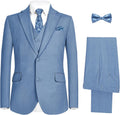 Boys Modern Fit Suit Set Blue Gray - Adjustable Waist