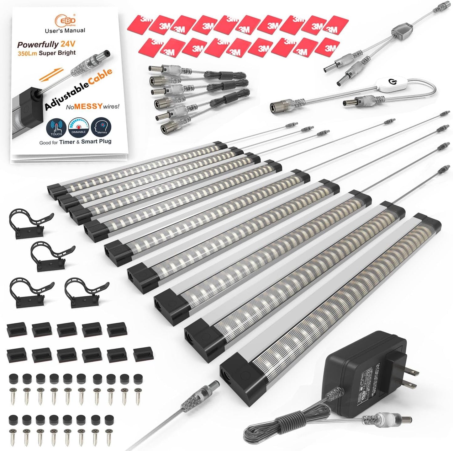EBD Under Cabinet Lighting Touch Lights with Adjustable Cables