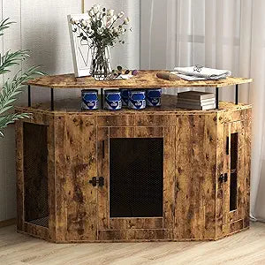 Bonzy Home Corner Dog Crate with Cushion for Large Dogs