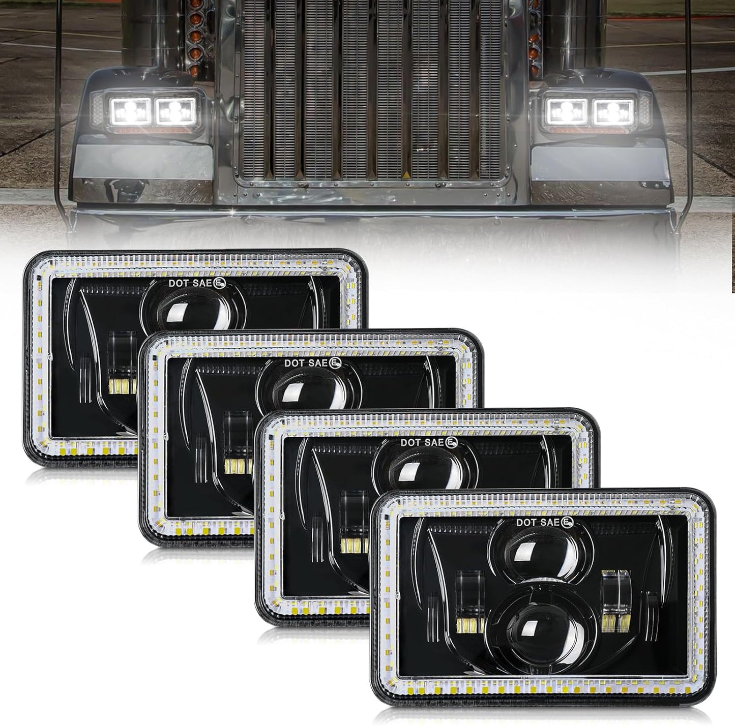 MAYELLO 4Pcs 4x6 LED Headlights for Enhanced Road Safety