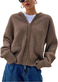 SOLY HUX Women's Zip Up Hooded Cardigan Sweater 60ft