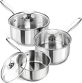 Stainless Steel Sauce Pan Set 1, 2, 3 Qt - Versatile Cookware