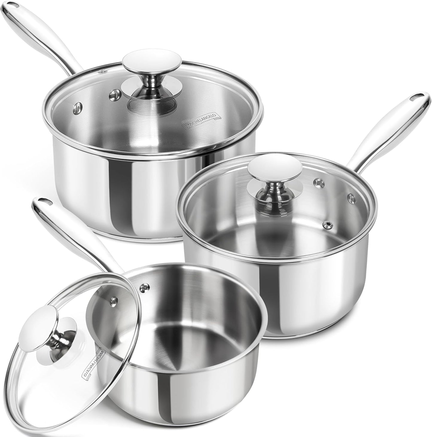 MICHELANGELO Stainless Steel Saucepan Set for Versatile Cooking