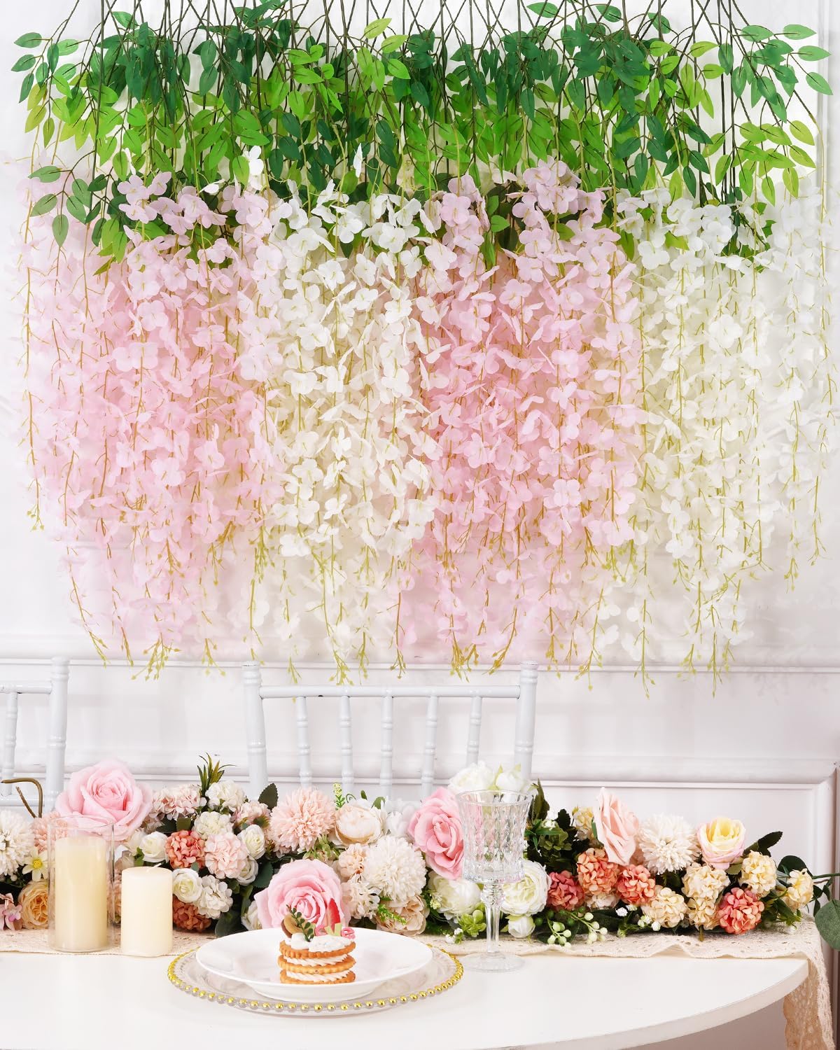 Wisteria Hanging Flowers - 36 Pack for Wedding and Home Decor