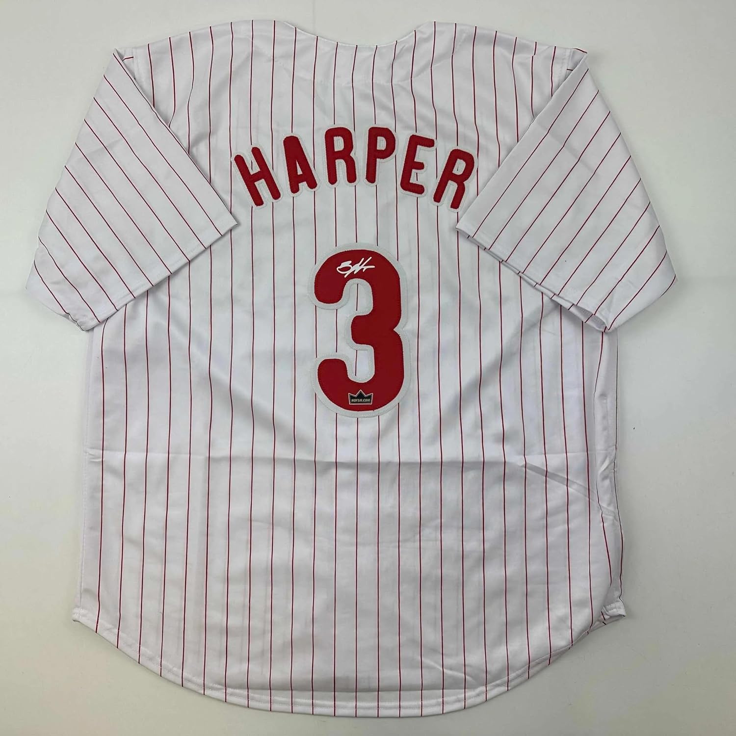 Facsimile Autographed Bryce Harper Pinstripe Jersey XL