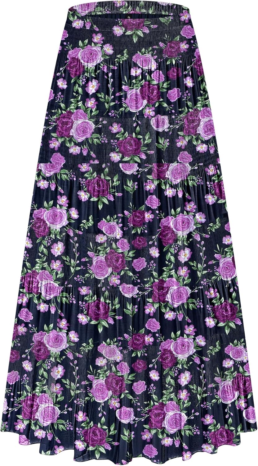 Chiffon High Waist Tiered Floral Maxi Skirt for Bohemian Style