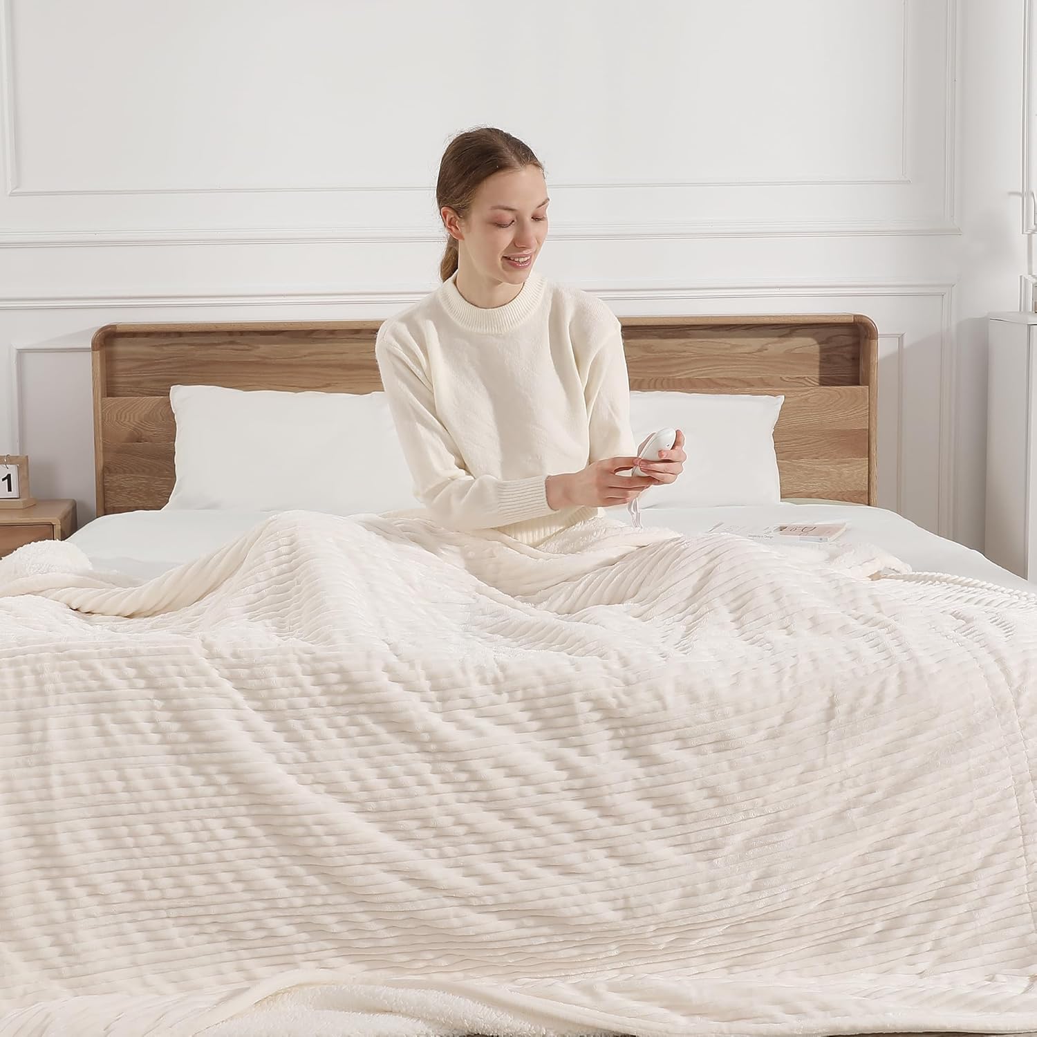Electric Blanket Full Size Heated Blanket with Dual-Sided Soft Fabric