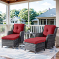 5-Piece Outdoor Furniture Set with Swivel Glider Chairs and Ottoman