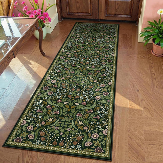 Moynesa Floral Hallway Runner Rug - Washable Non Skid Kitchen Rug