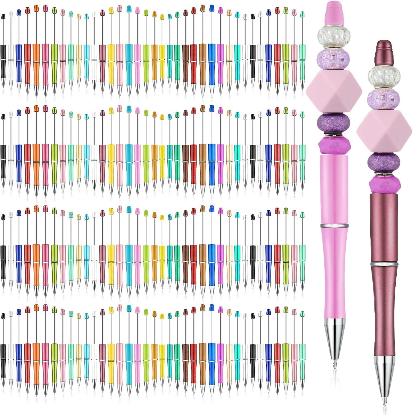 150 Pieces Plastic Beadable Pens for DIY Crafts and Gifts