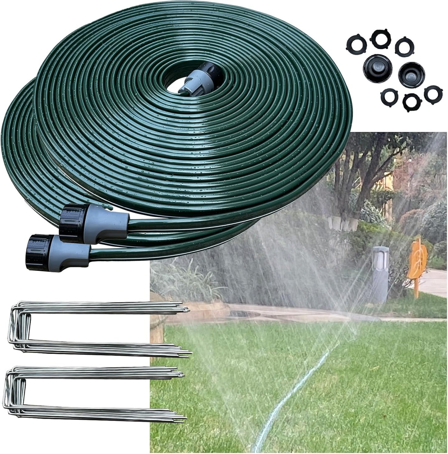 Watoo 2025 Sprinkler Hose & Soaker Hose for Yard - 100 FT