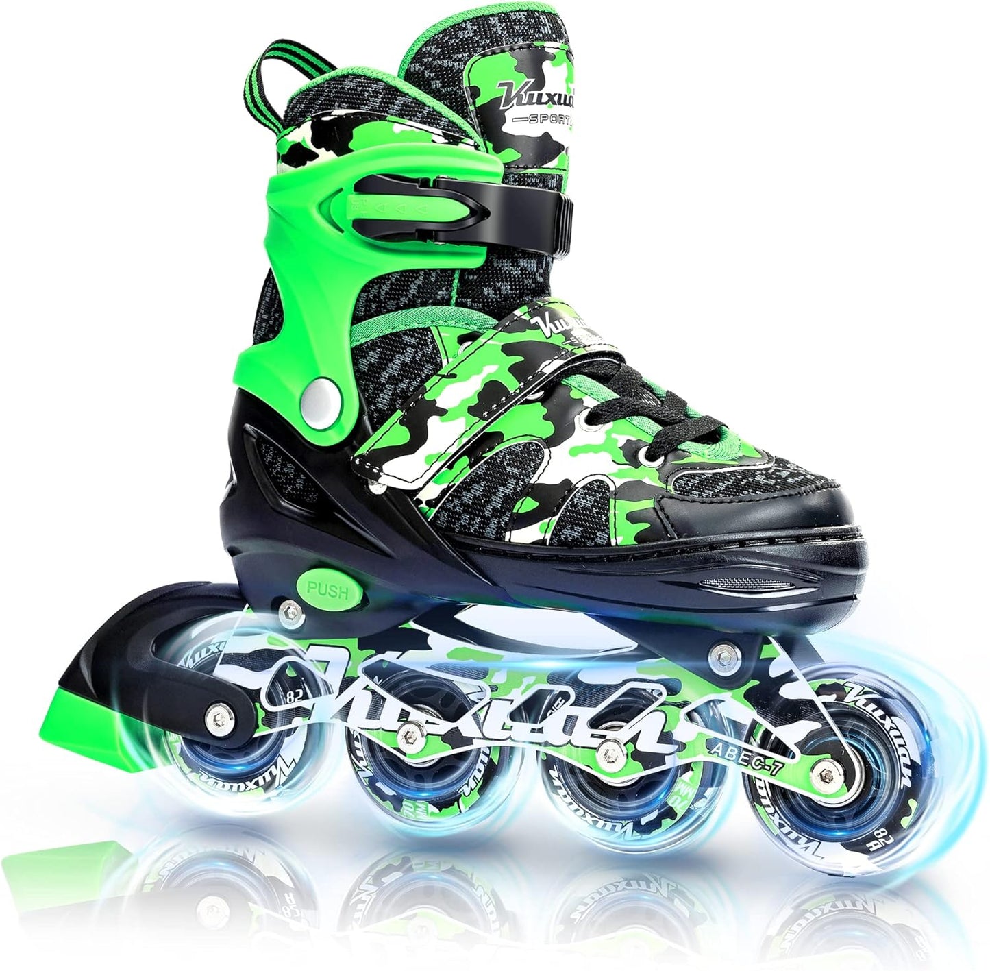 Kuxuan Boys Adjustable Inline Skates with Light Up Wheels Fun