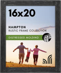16x20 Picture Frame Charcoal Black - Distressed Wood Wall Frame