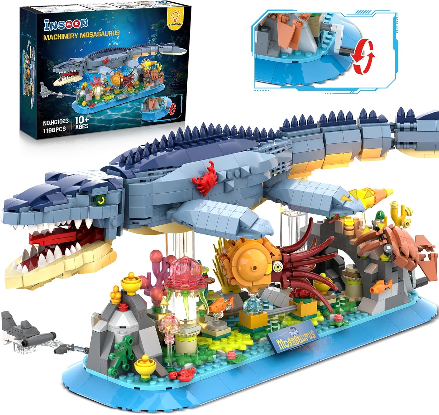 Mosasaurus Building Set with LED Light for Ocean Lovers