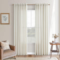 Grommet 80 in Cream Curtains 2 Panel Set - Textured Linen Look