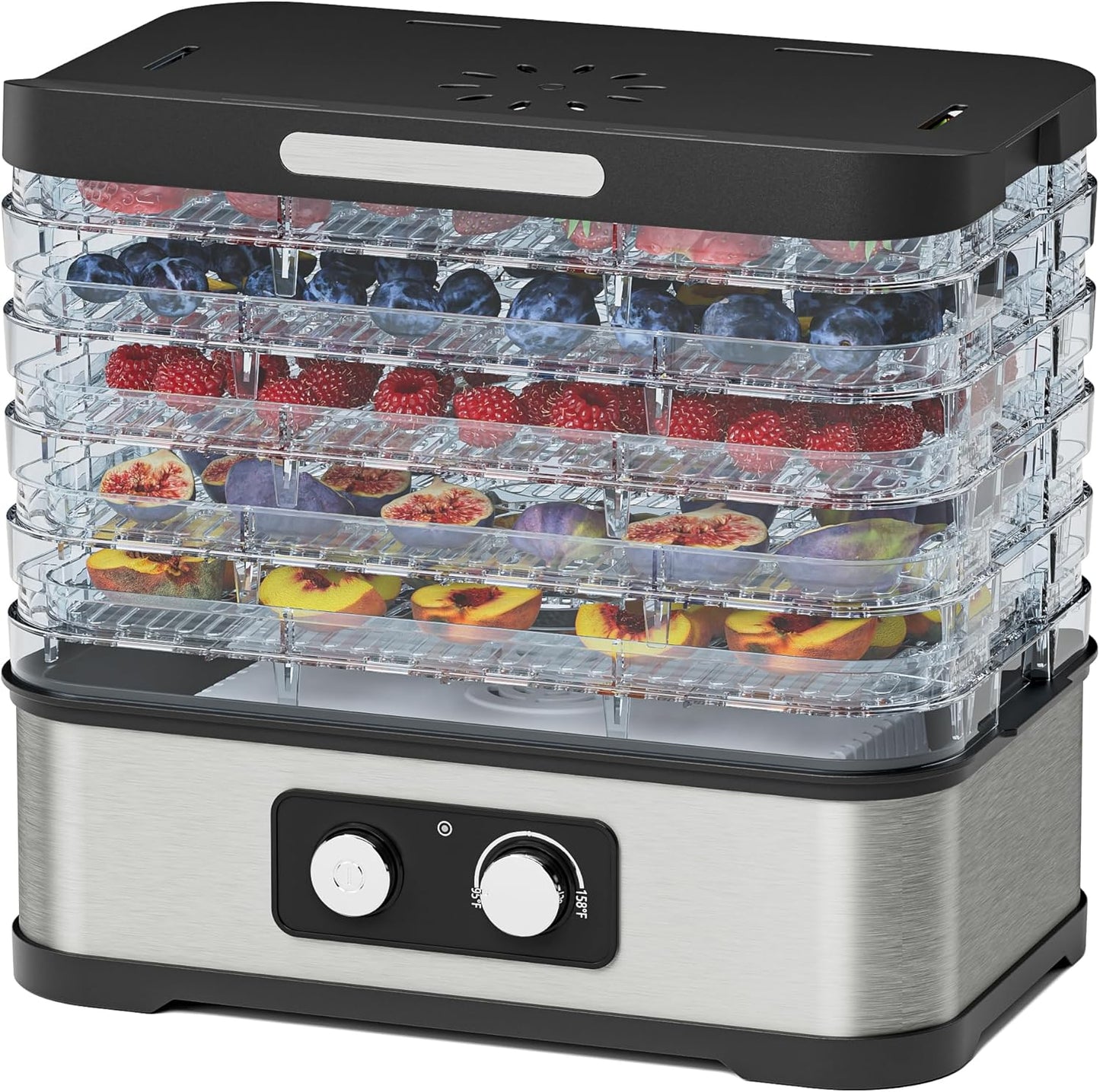 Food Dehydrator for Jerky with 5 Stackable BPA-Free Trays