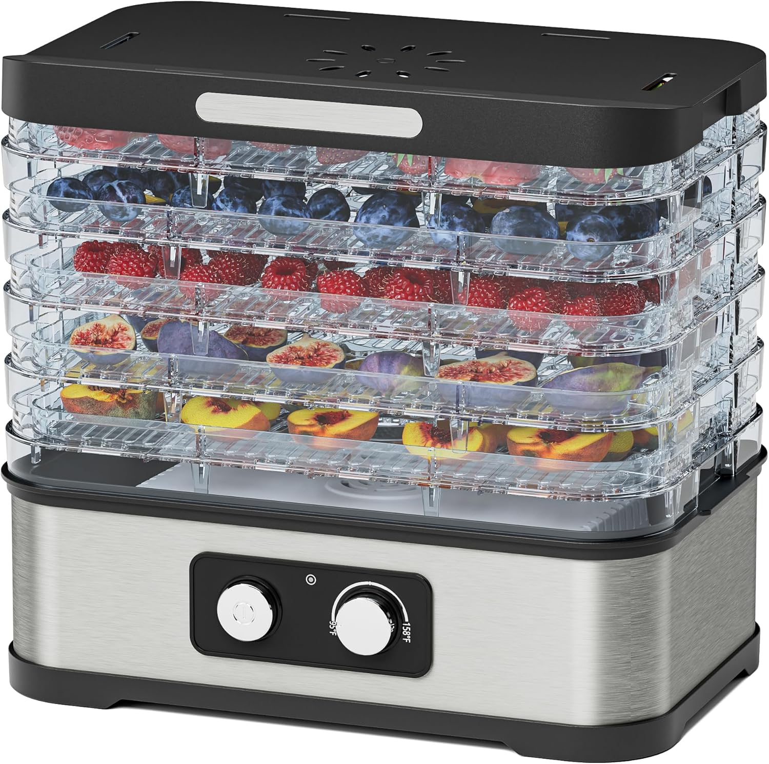 Food Dehydrator for Jerky with 5 Stackable BPA-Free Trays