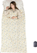 100% Cotton Sleeping Bag Liner with Full-Length Zippers - Lightweight