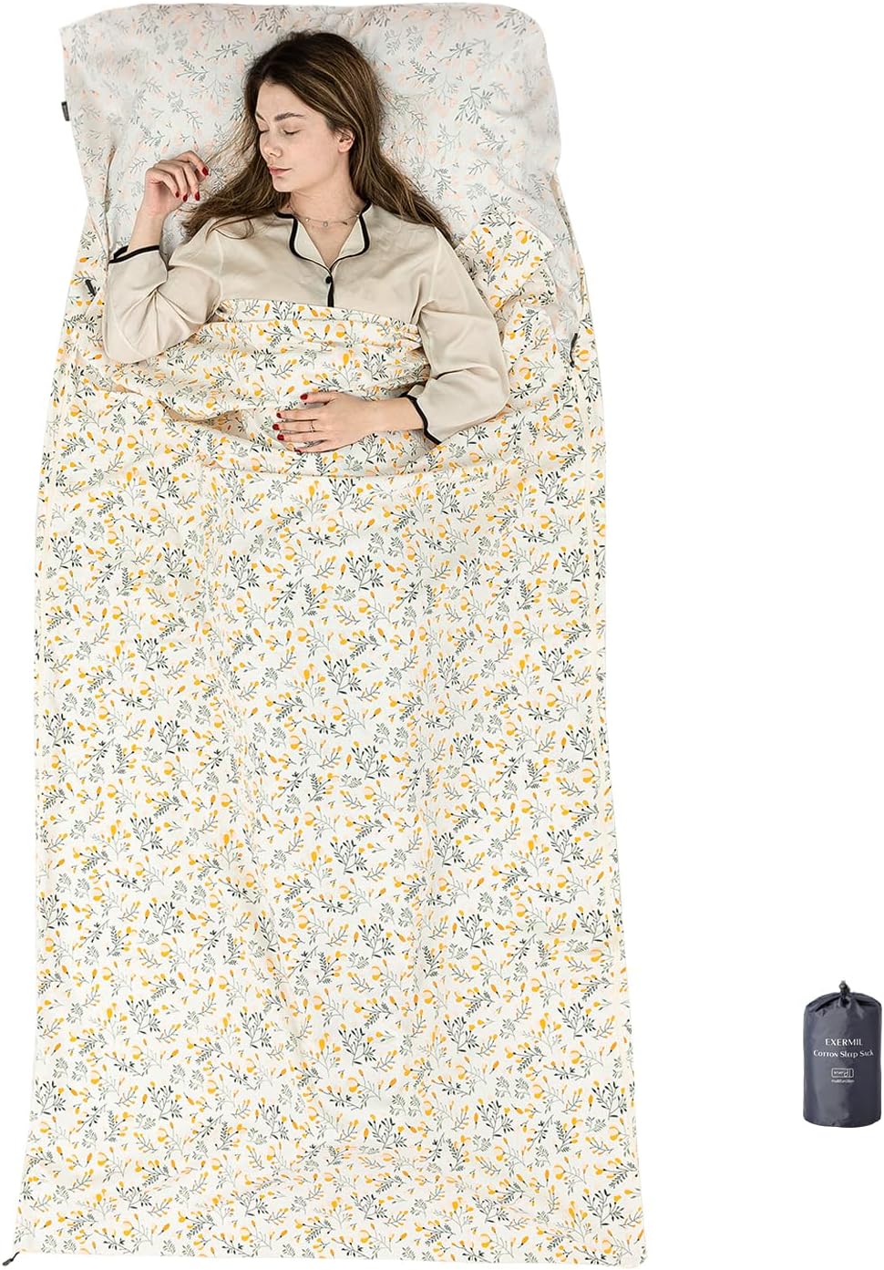 100% Cotton Sleeping Bag Liner for Travel & Camping Comfort