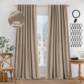 100% Blackout Curtains 84 in Linen Copper Brown - 2 Panels