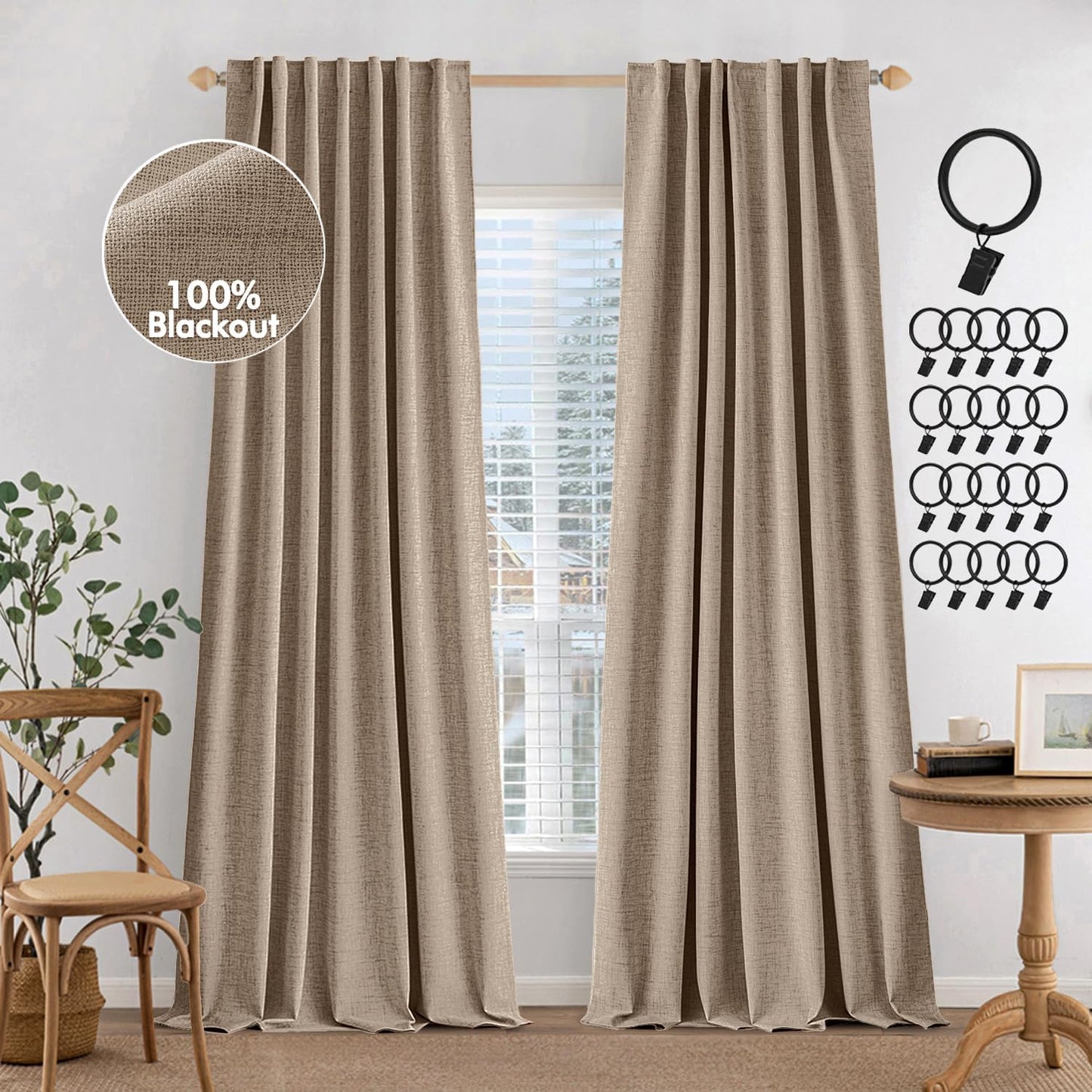 MIULEE 100% Blackout Curtains for Bedroom Living Spaces