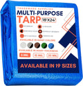 Large Waterproof Tarp 18ft x 24ft - Heavy Duty 5 Mil Protective Cover