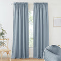 Flax Linen Blend Curtains 102 in - Semi Sheer Dusty Blue Panels