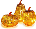 Afirst Glass Pumpkin Set: Lighted Mercury Glass Decor
