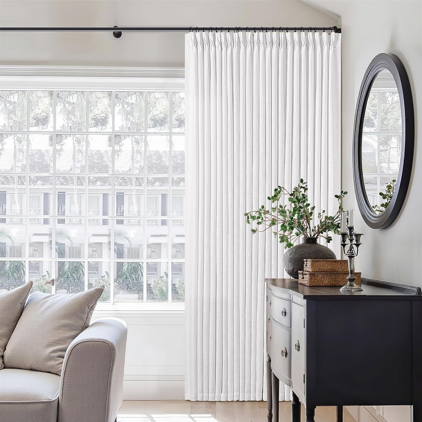 Extra Wide 108 Inch Long Pinch Pleat Linen Curtains for Home