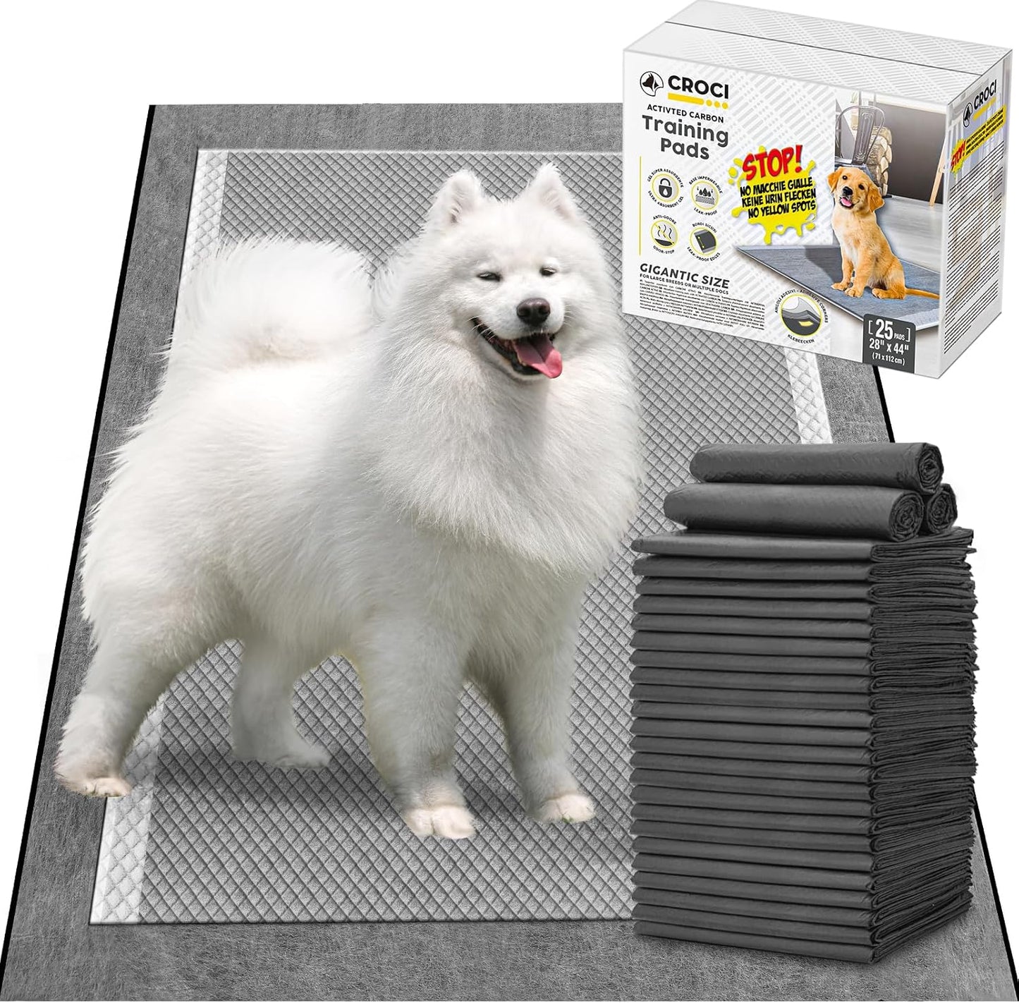 CROCI 28x44 4XL Activated Carbon Pee Pads for Dogs - Odor Control