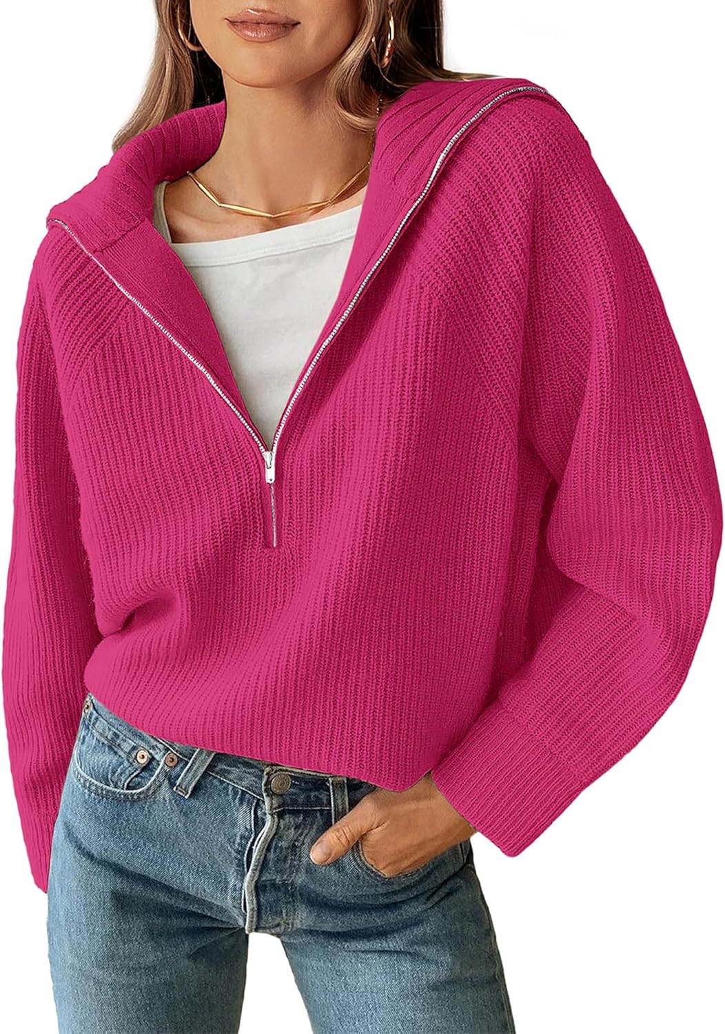 Stylish Womens Quarter Zip Pullover Sweater for Fall 2025