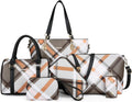 Designer Purses and Handbags for Women Brown 6pc Set - Spacious Tote