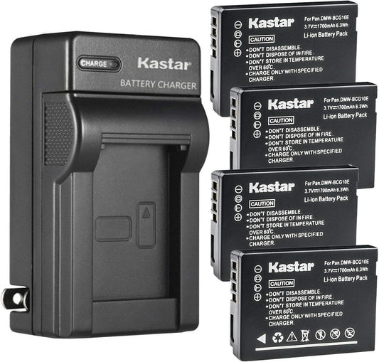 Kastar 4-Pack DMW-BCG10 Battery and Charger for Panasonic Cameras