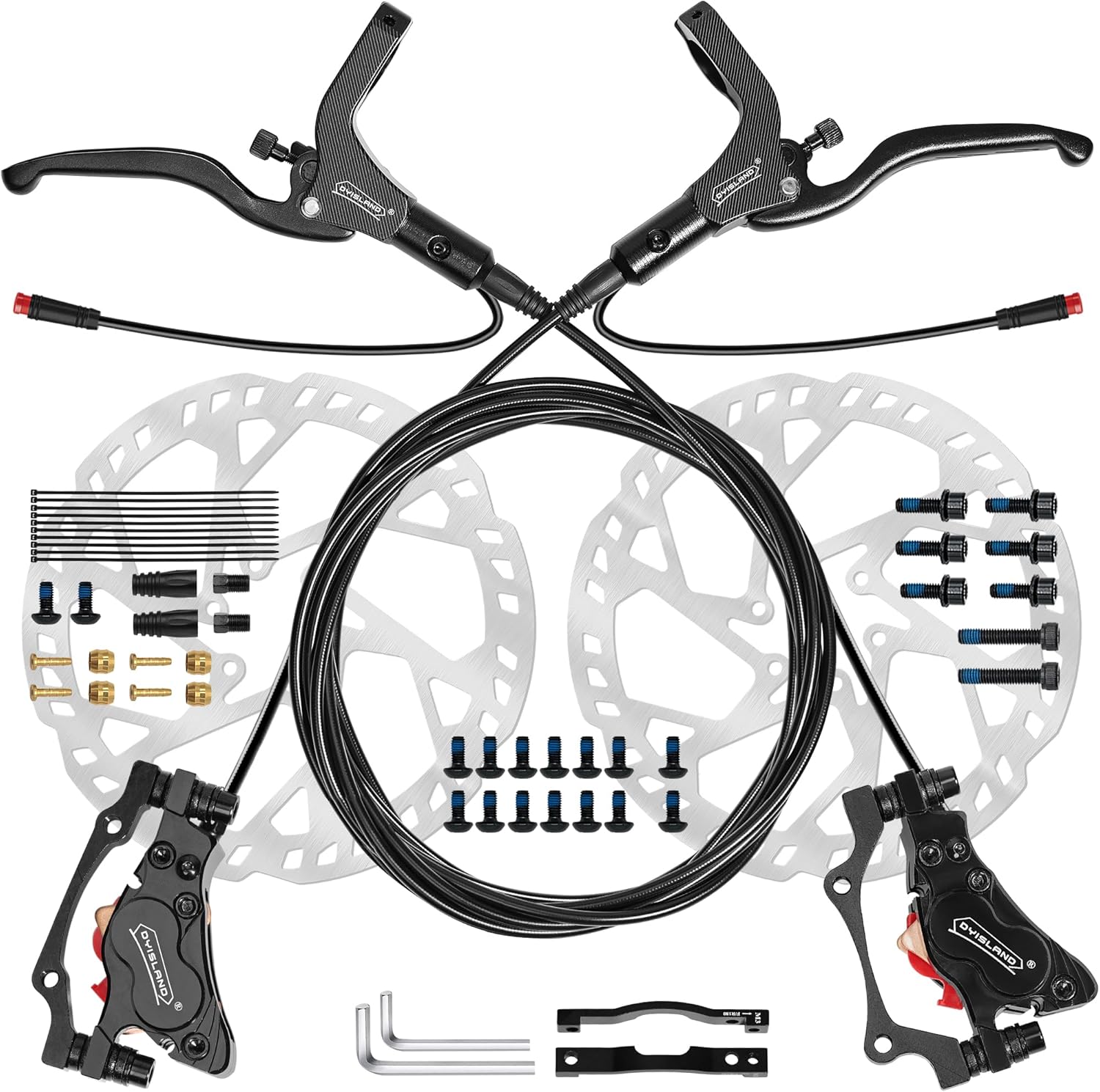 E-Bike Hydraulic Disc Brake Set with 4-Piston and 2-Piston Design
