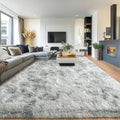 8x10 Rug for Living Room, Fuzzy Plush Large Area Rug - Soft Tie Dye