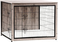 DWANTON Dog Crate Furniture with Cushion - Extra Large Greige Indoor