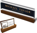 Artblox Personalized Office Desk Name Plate With Card Holder - Clear