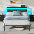 Full Size Bed Frame with Headboard and LED Light - Quiet, Charged