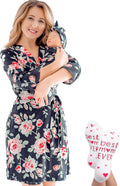 ECO BABY Mommy and Me Robe and Swaddle Set - Soft Matching Hospital on