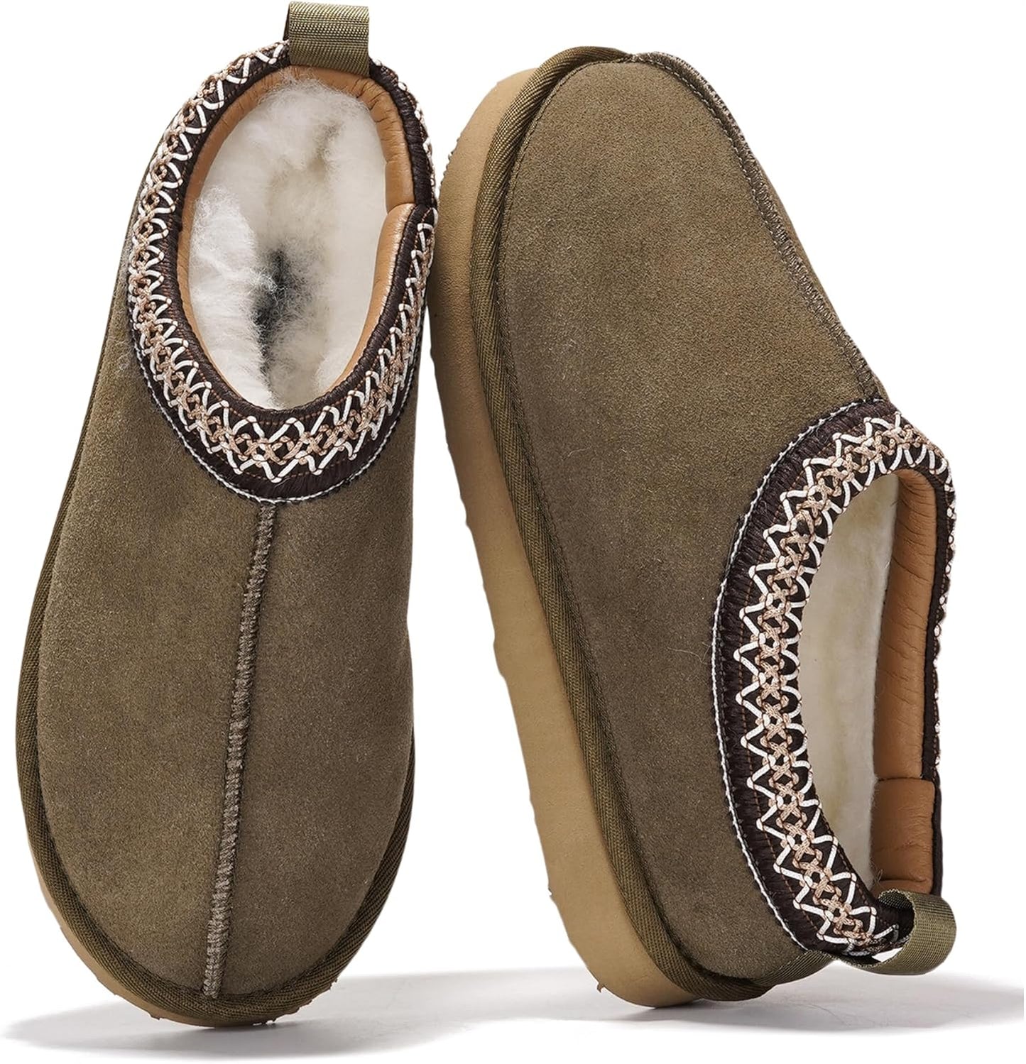 Project Cloud Genuine Leather Womens Slippers with Shearling Fur