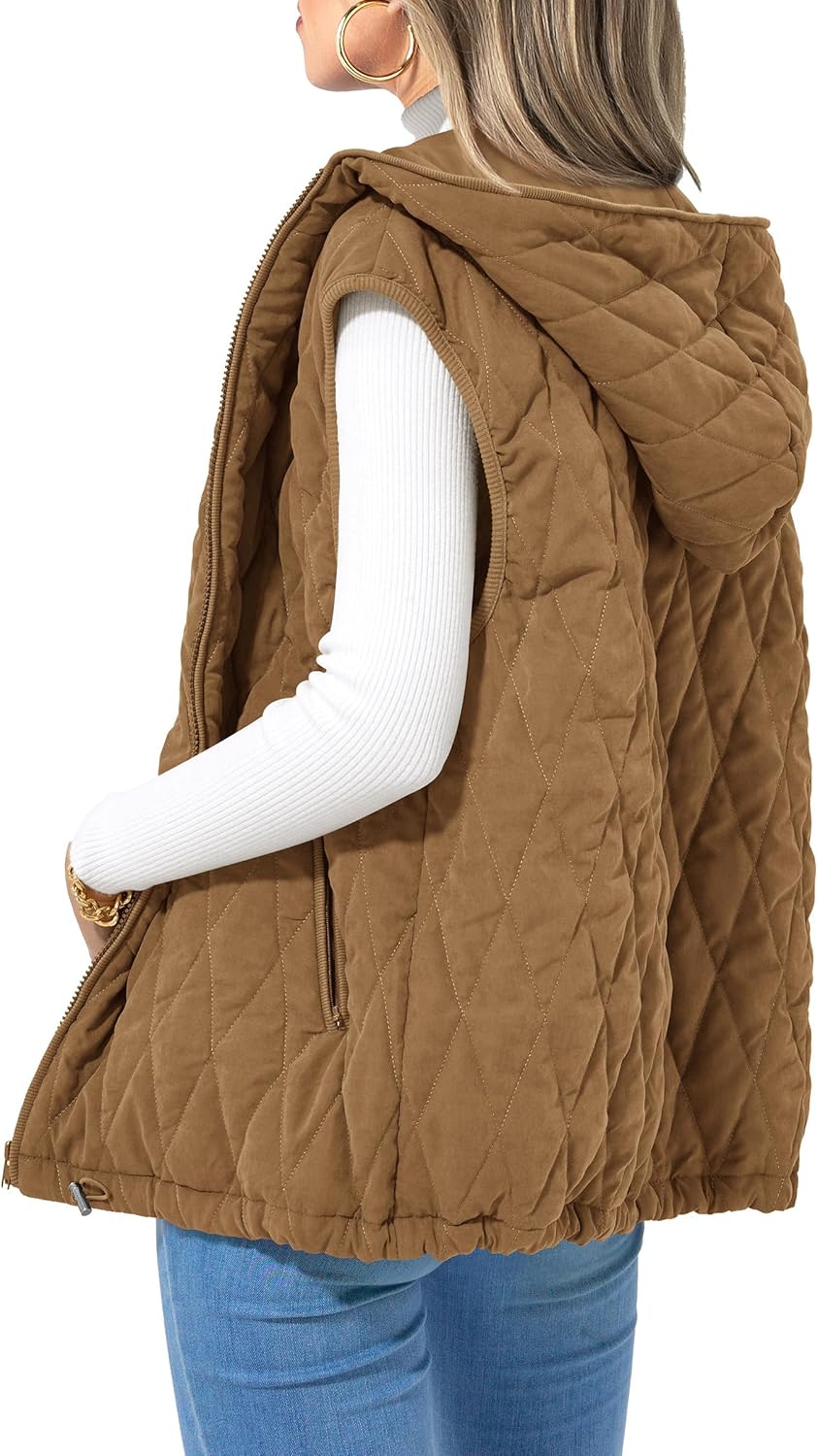 Trendy Hooded Zip Up Vest for Women - Casual Fall Outerwear