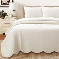 Medallion Off White Cotton Matelasse Quilt Set - Lightweight