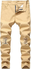 Boy's Skinny Fit Ripped Distressed Stretch Slim Jeans - Comfortable
