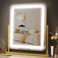 15.2in Gold Lighted Makeup Mirror with 10X Detachable Magnifier