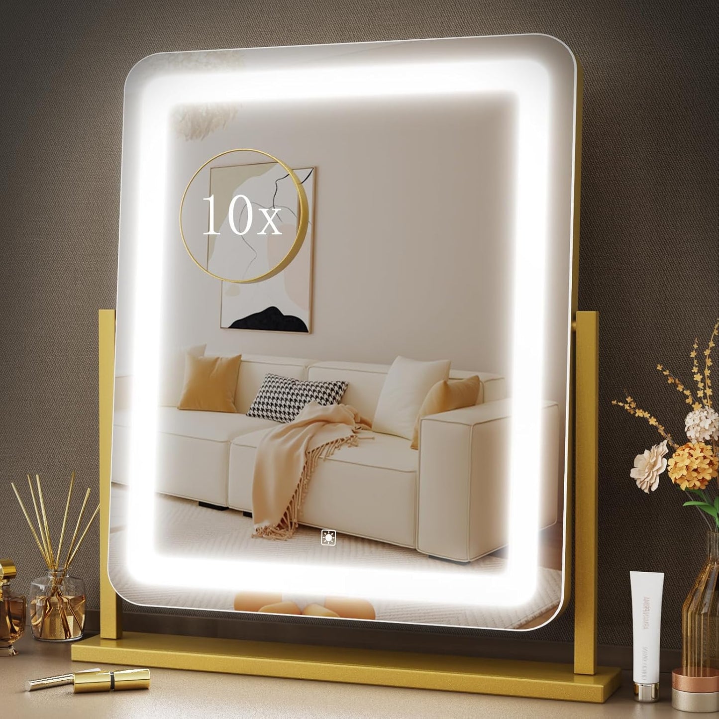 Lighted Makeup Mirror with 120 Bright LEDs and 10X Magnification