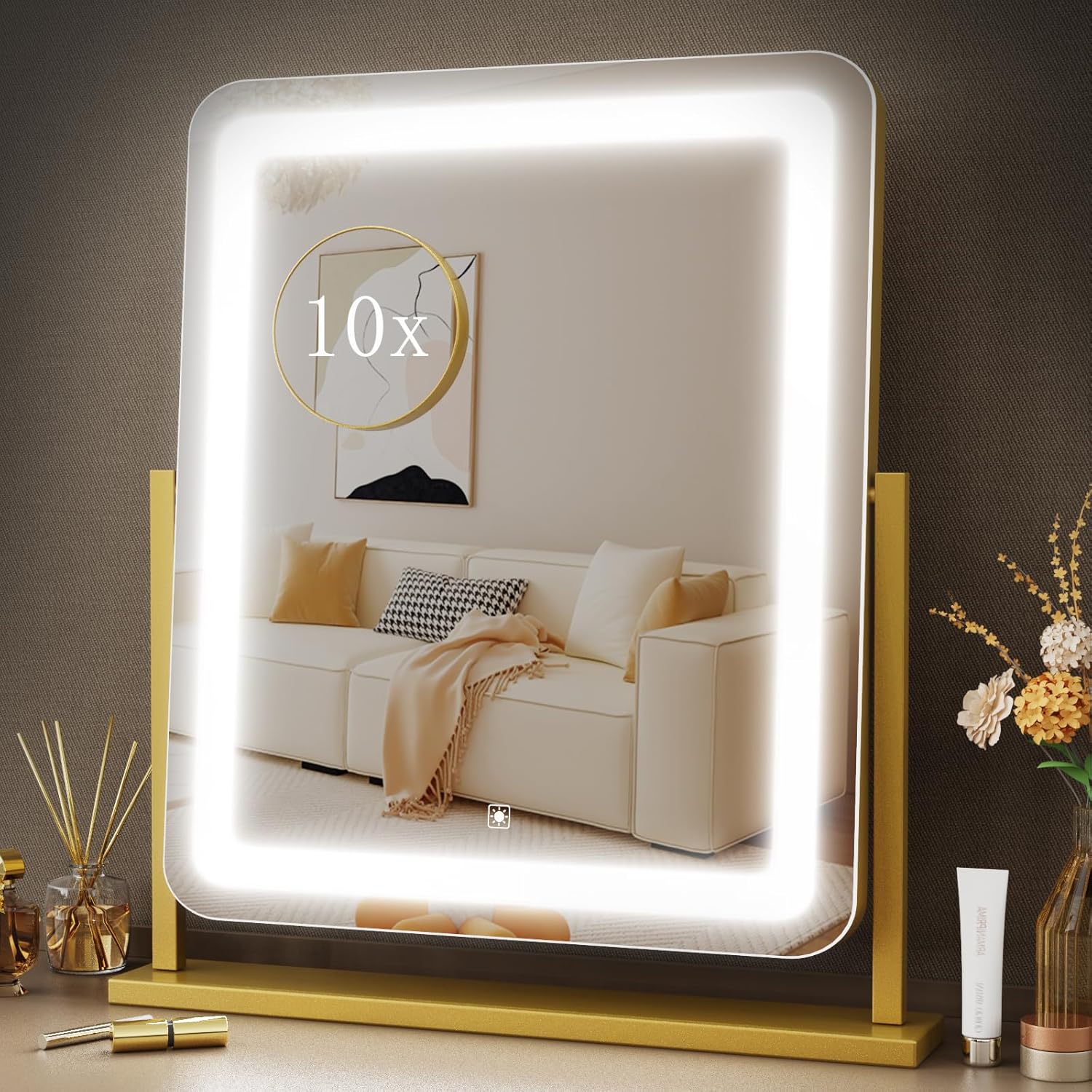 Lighted Makeup Mirror with 120 Bright LEDs and 10X Magnification