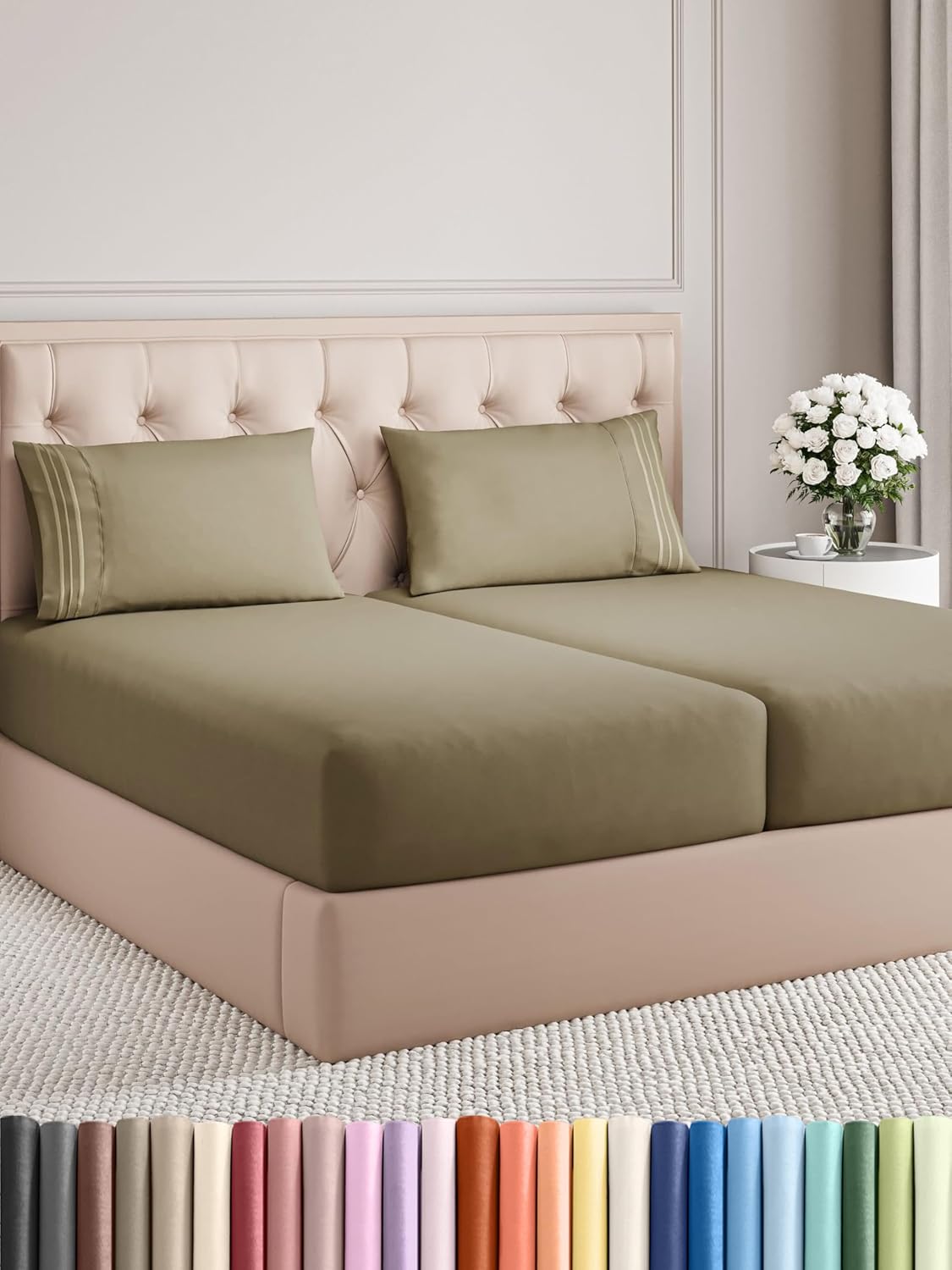 Split King Size 5 Piece Sheet Set - Soft, Cooling, Luxury Bedding