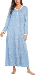Ekouaer Women's Full Sleeve Nightgown for Relaxing Sleep